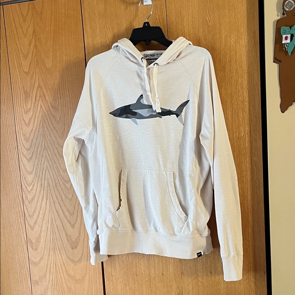 Techstyles Sportswear Men's LARGE Cotton Pullover Hoodie with Shark graphic EUC